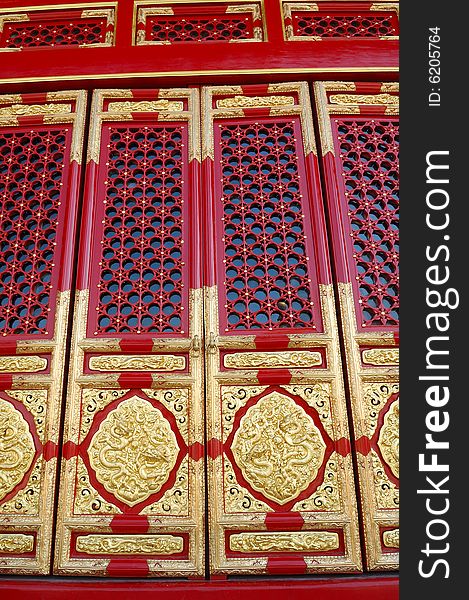 The magnificent windows in the Forbidden City in Beijing, China.