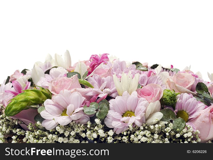 Multicolored floral background isolated on white