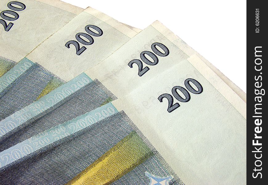 Lithuanian money in the white background