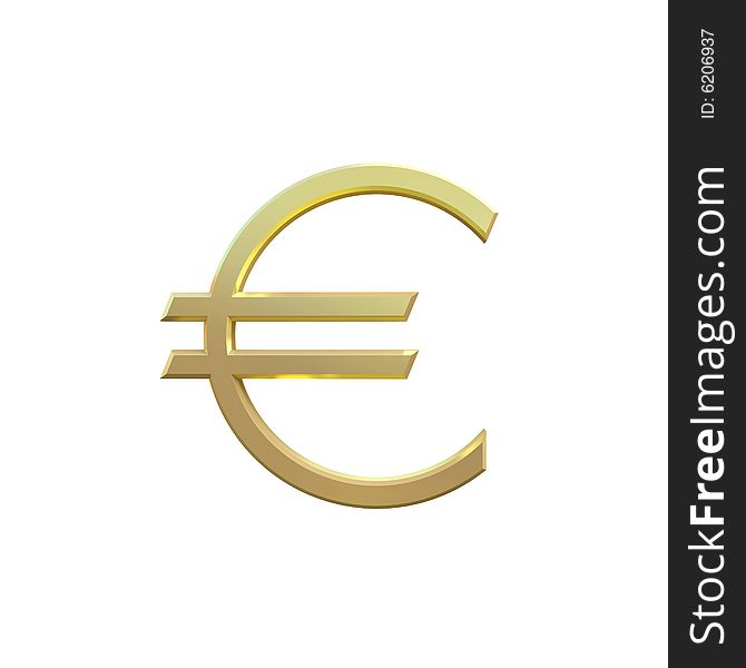 Golden Euro Symbol Isolated on White