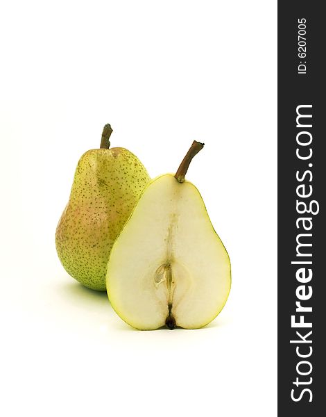 Appetizing pear on white background