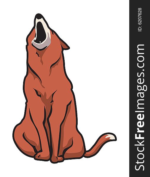 Cartoon illustration of a fox howling