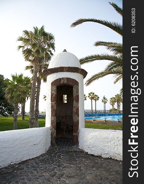 Sentry box at castle of puerto de la cruz tenerife spain. Sentry box at castle of puerto de la cruz tenerife spain