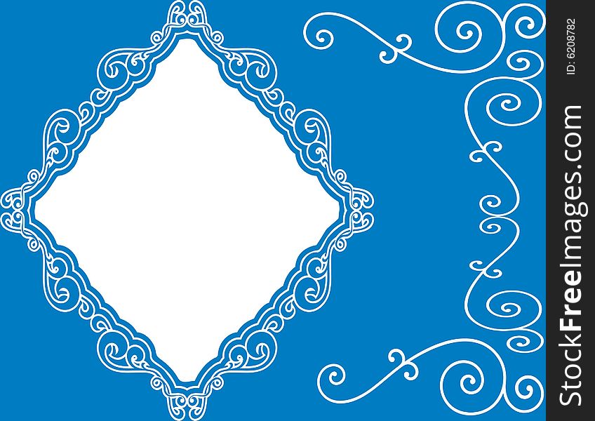 Elegant frame on blue background