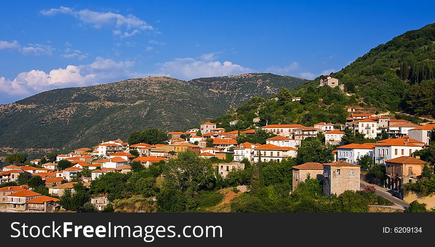 Picture of a Greek village on the mountains of the Peloponnese. Picture of a Greek village on the mountains of the Peloponnese.