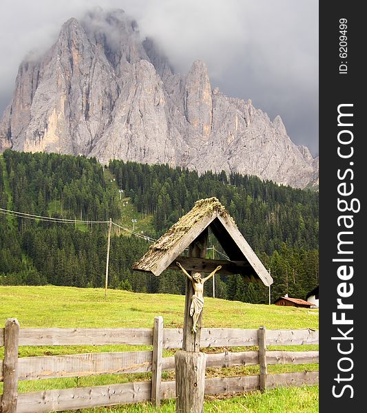 A gloomy landscape of a dolomite mountain. A gloomy landscape of a dolomite mountain.