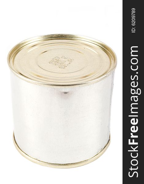 Blank tin can. Isolated on a white background.