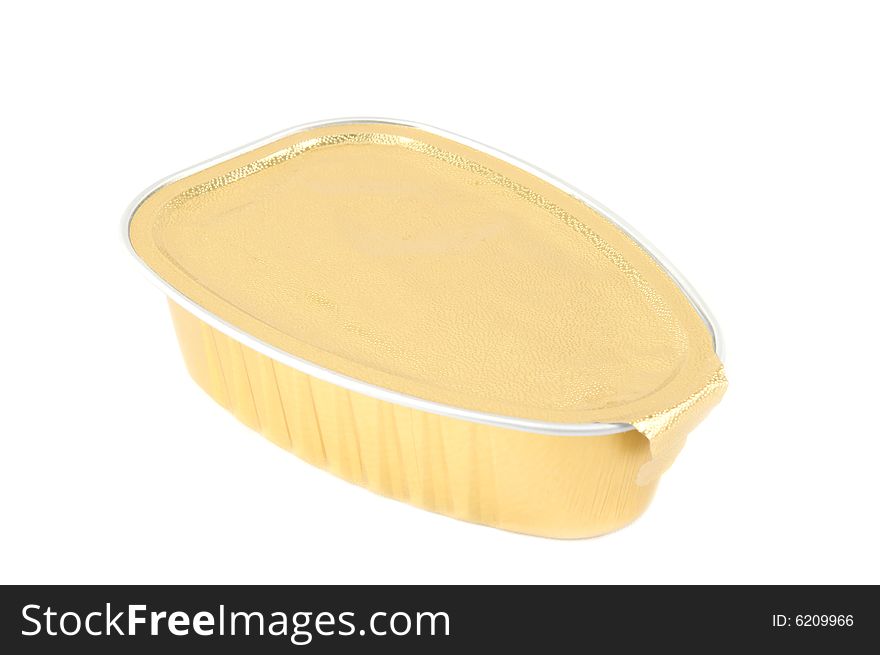 Can of golden foil. Isolated on a white background.