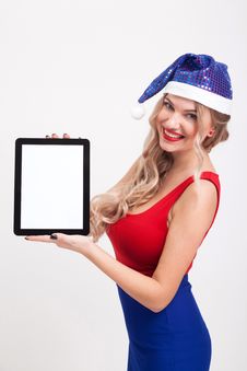 The Beautiful Blonde With Big Breasts Standing On A White Backgr Stock Images The Beautiful Blonde With Big Breasts Standing On A White Backgr Stock Images