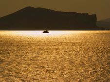 Golden Sea With Mount S Silhouettes Stock Photography Golden Sea With Mount S Silhouettes Stock Photography