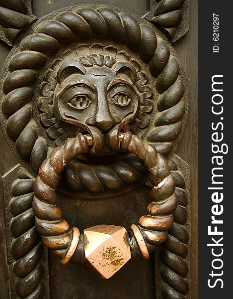 Bronze knocker on The Golden Gate in Kiev