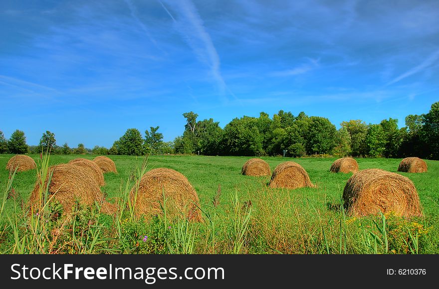 Bales of hay on Canadian farm. Bales of hay on Canadian farm