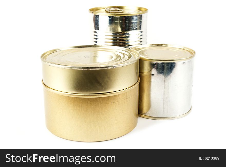 Different metal cans. Isolated on a white background.
