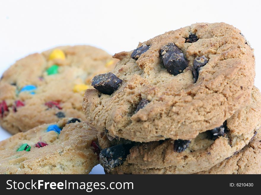 Fresh and oven baked chocolate chip cookies.