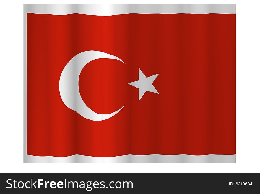 Waving Turkish flags realistic image. Waving Turkish flags realistic image