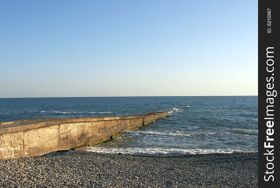 Evening decline of hectares a beach of Black sea