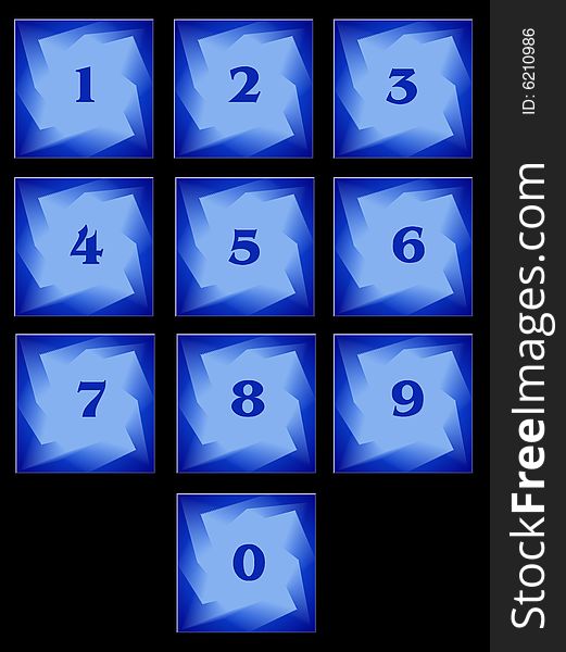 Blue icon set with numbers. Blue icon set with numbers