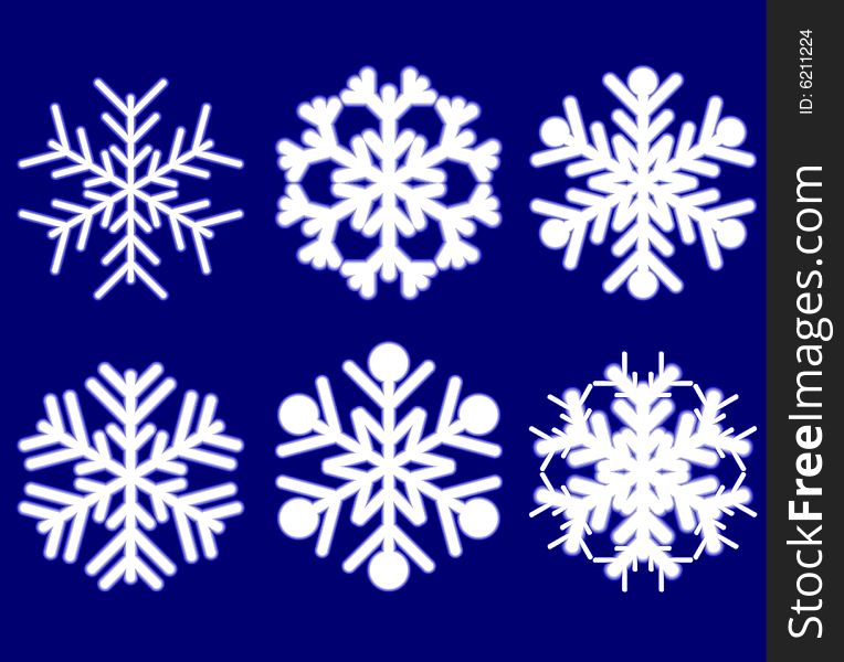 Luminous snowflakes on blue. Vector illustration. Luminous snowflakes on blue. Vector illustration.