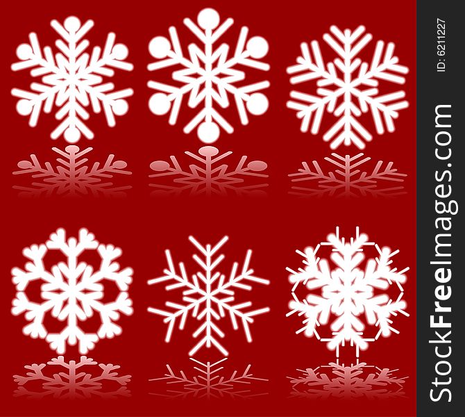 Luminous snowflakes on red. Vector illustration. Luminous snowflakes on red. Vector illustration.