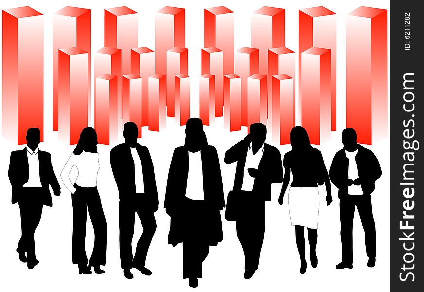 Illustration of business people, red