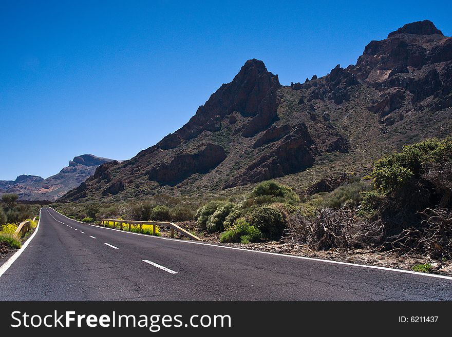 Road through Parque Nacional del Teide, Tenerife, Spain. Road through Parque Nacional del Teide, Tenerife, Spain
