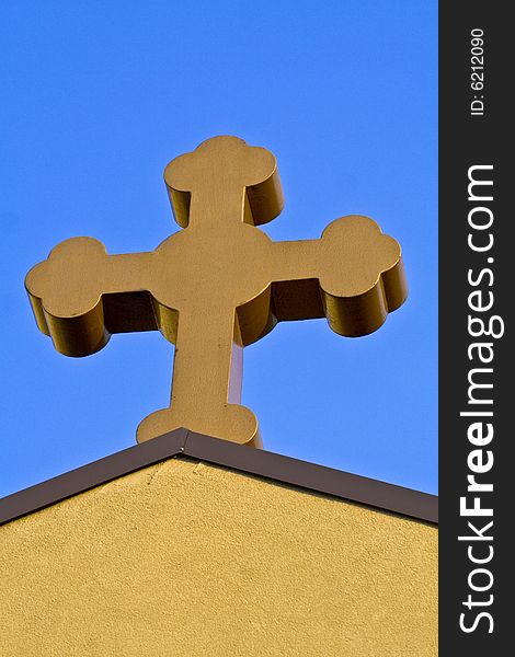 Cross on greek orthodox church. Cross on greek orthodox church