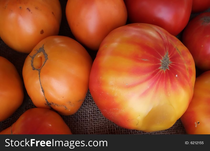 Colorful Organic Heirloom Tomatoes at Farmers Market