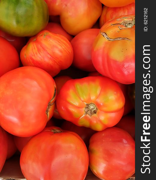 Colorful Organic Heirloom Tomatoes at Farmers Market