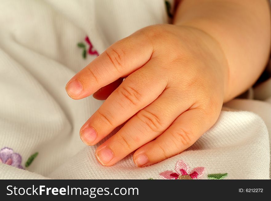 A view with a newborn little hand