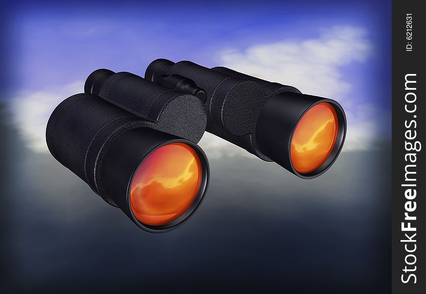 3d concept illustrations of binocular. 3d concept illustrations of binocular