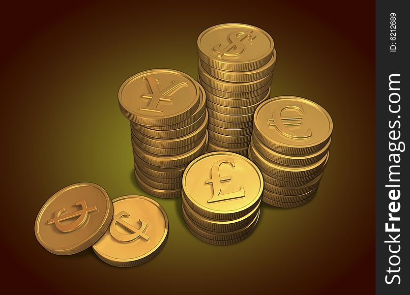 3d concept illustrations of coins. 3d concept illustrations of coins