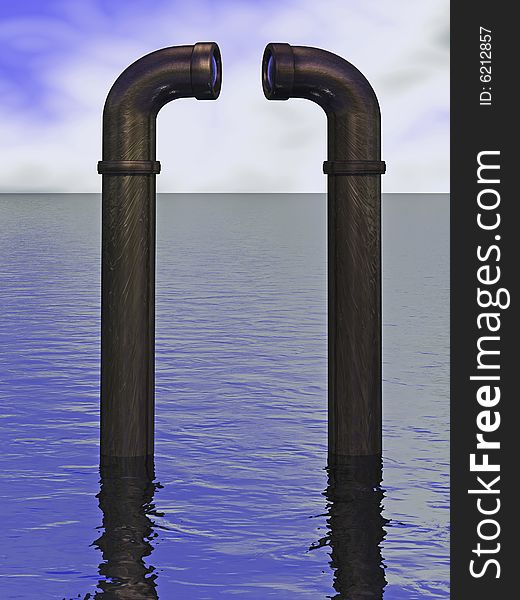 3d concept illustrations of submarine periscope. 3d concept illustrations of submarine periscope