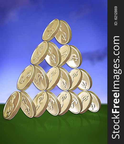 3d concept illustrations of coins. 3d concept illustrations of coins