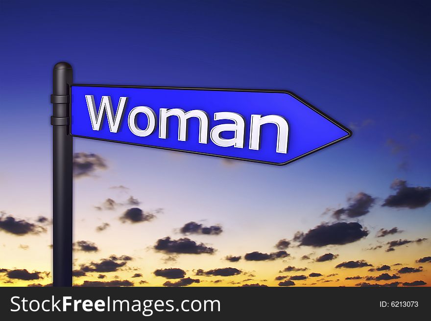 Picture of the sign where is the woman. Picture of the sign where is the woman