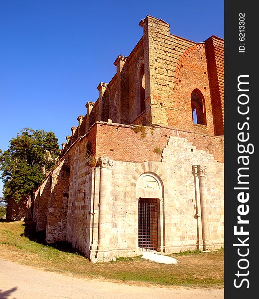 A beautiful glimpse of the outdoor of San Galgano abbey. A beautiful glimpse of the outdoor of San Galgano abbey