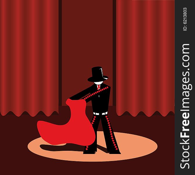 Vector illustration of illusionist in the scene