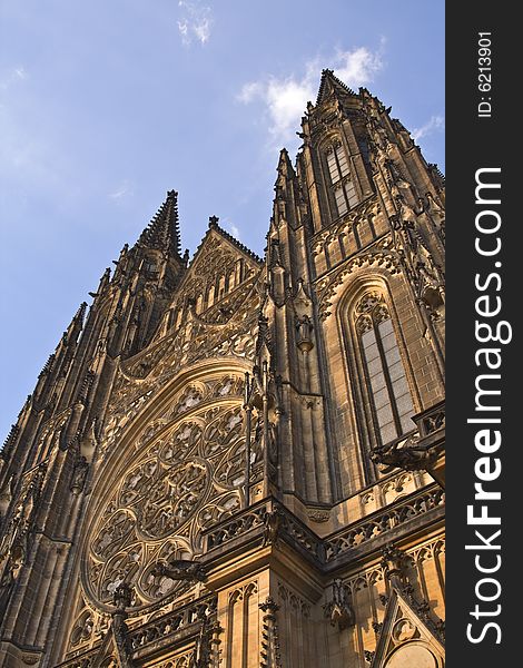 Impressive image of the beautiful architecture of St.Vitus Cathedral from Prague Castle. Impressive image of the beautiful architecture of St.Vitus Cathedral from Prague Castle.