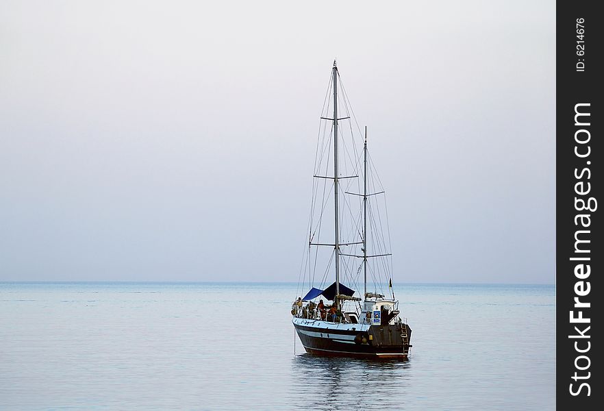 Sailboat Sailing In The Morning With  S