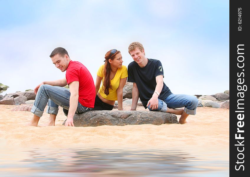 Group of friends on the beach. Group of friends on the beach