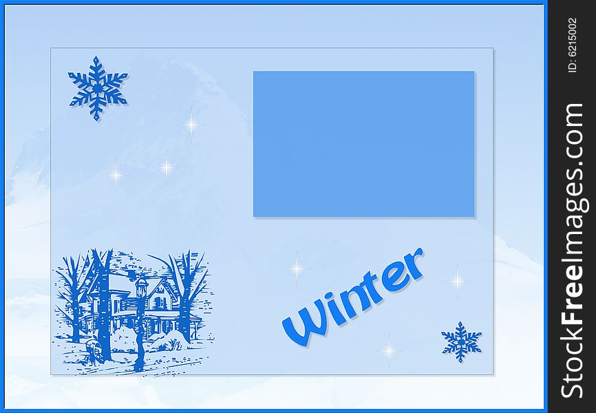Blue Winter  card with ice. Blue Winter  card with ice