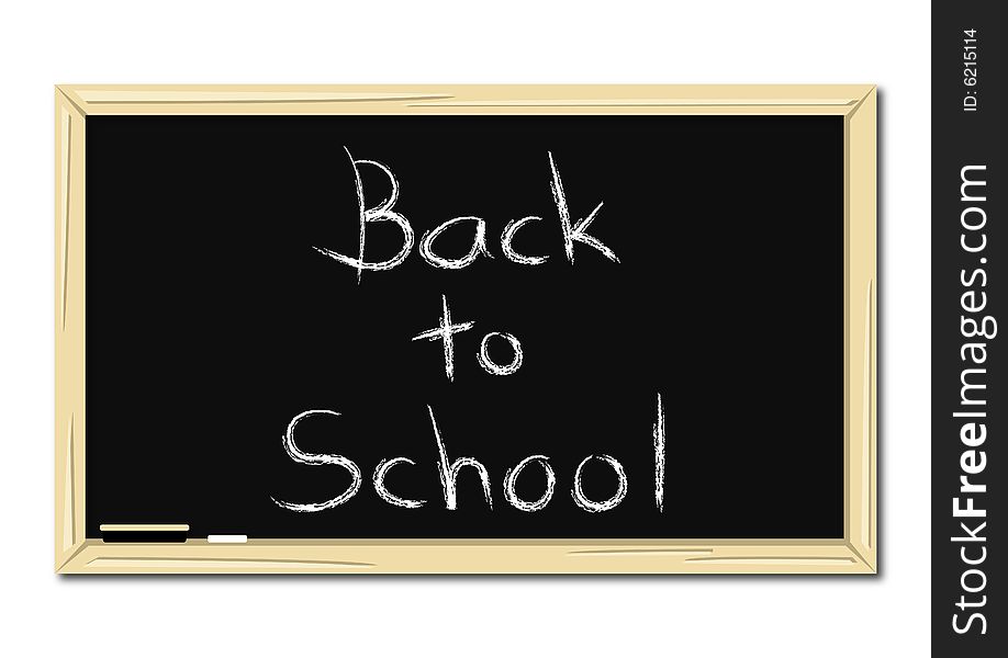 Illustration of chalkboard with back to school text. Illustration of chalkboard with back to school text