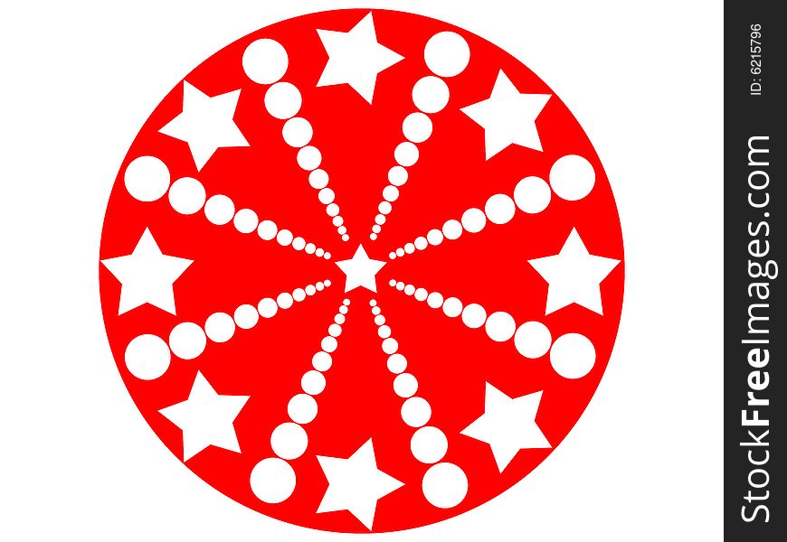 Stars and round symbol in red colour round background. Stars and round symbol in red colour round background