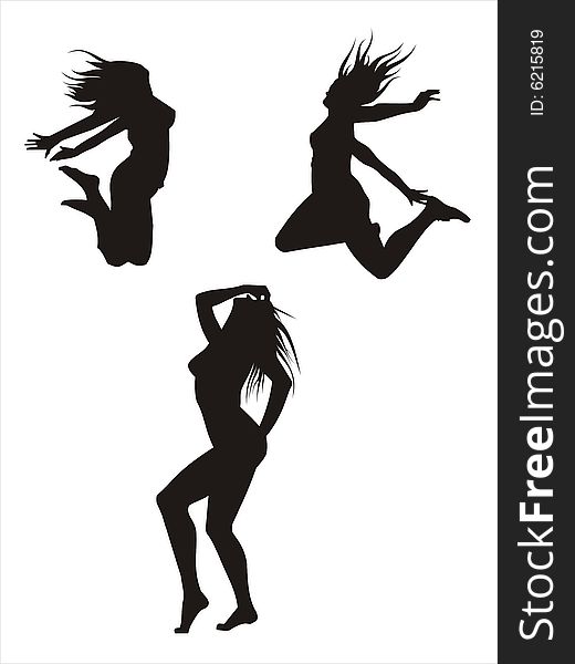 Vector silhouettes of the girl. Vector silhouettes of the girl