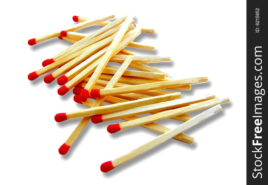 Some wooden matches on a white background. Some wooden matches on a white background