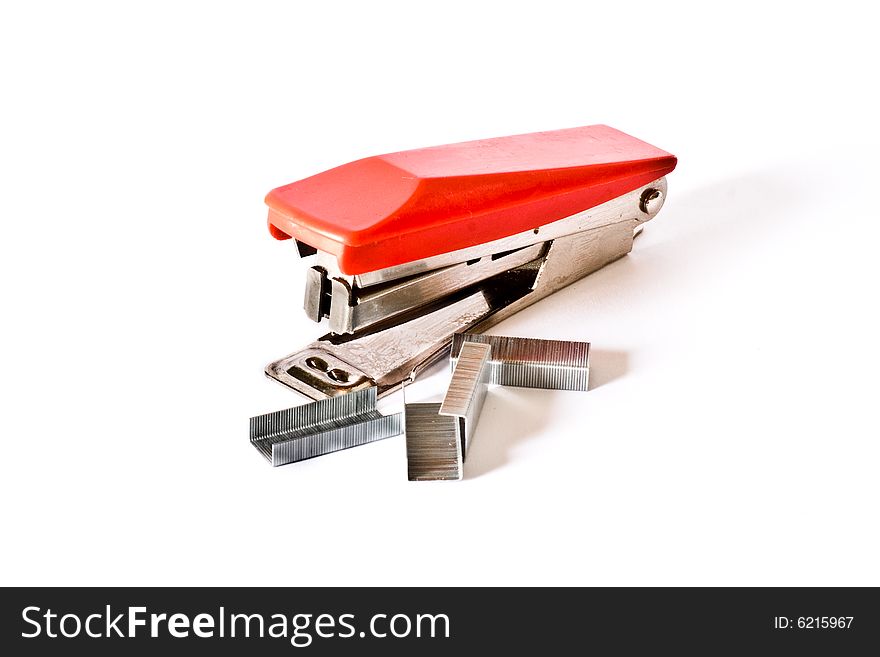 Red Stapler isolated on white background