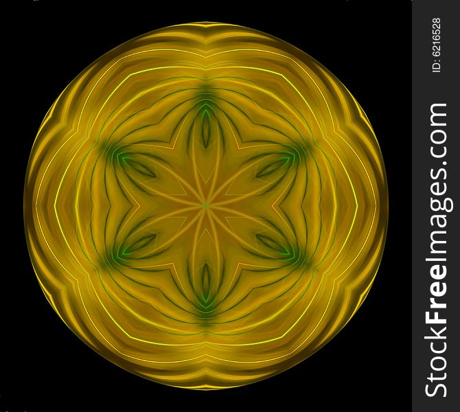 Abstract fractal image resembling a golden star button