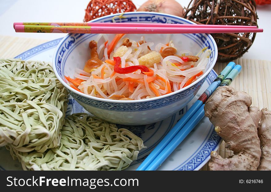 Frech asien salad with vegetables and ginger. Frech asien salad with vegetables and ginger