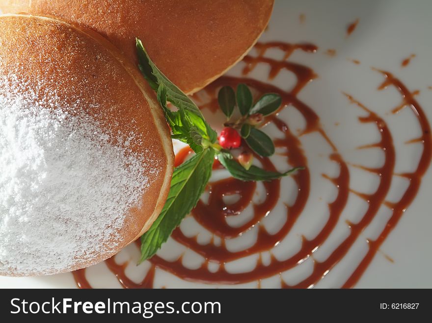 Doughnuts with jam and shugar