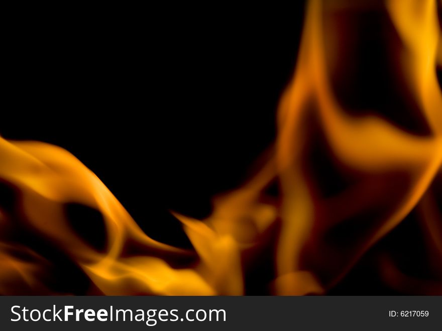 Fire flames isolated on black background