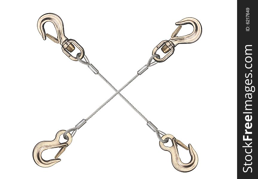 Hooks and rope on a white background. Hooks and rope on a white background